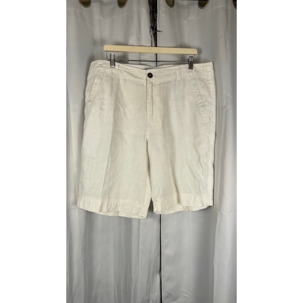 BKE Slim Fit Linen Blend Shorts Mens 36 Off White Cream Summer Casual 36x23
